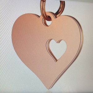 NWOT - Stainless Steel Rose Gold Heart in Heart Mini Charm Pendant